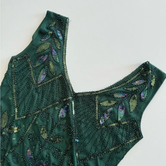 Metme 1920s Flapper Dress Sequins Art Deco Fringed Sleeveless Gatsby Size L - Picture 6 of 9